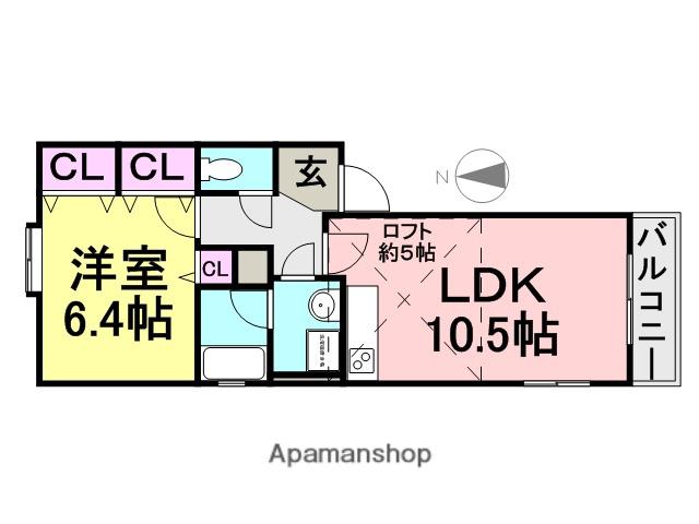 フィオーレ(1LDK/2階)の間取り写真