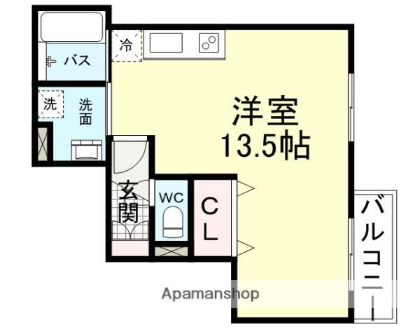 バロンガーデン武庫之荘(ワンルーム/3階)の間取り写真