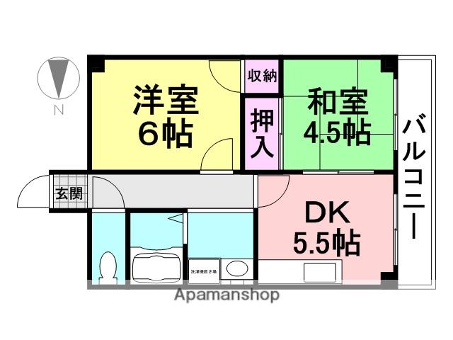 きゃぴたる北浜(2DK/2階)の間取り写真