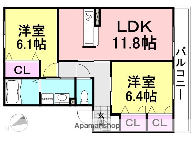 シャーメゾンライトリー(2LDK/3階)の間取り写真
