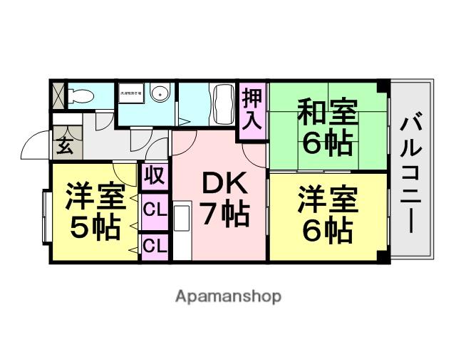 プリムローズコート(3DK/2階)の間取り写真