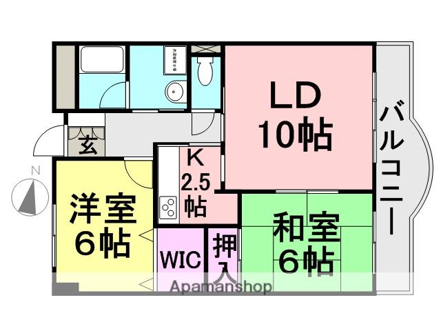 フローラルハイム安倉(2LDK/6階)の間取り写真