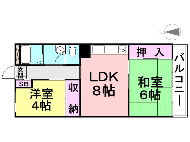 橋本第1マンション(2DK/2階)の間取り写真