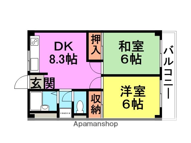 市隆ハイツ塚口(2DK/5階)の間取り写真