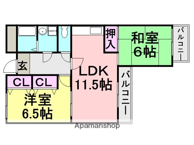 パレエシャロット(2LDK/3階)の間取り写真