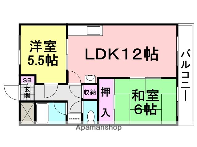 橋本第3マンション(2LDK/2階)の間取り写真