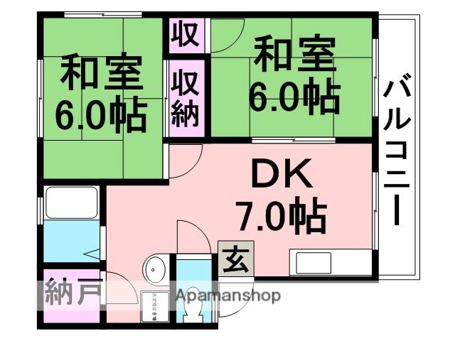 エクセル武庫川Ⅰ・Ⅱ(2DK/2階)の間取り写真