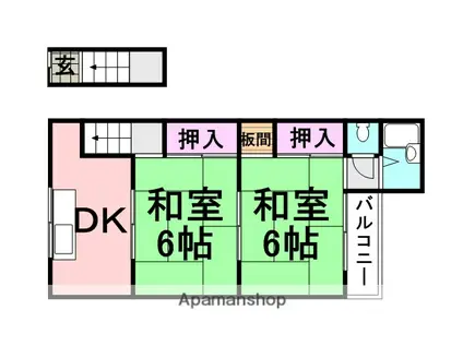 阪神電鉄本線 尼崎センタープール前駅 徒歩19分 2階建 築52年(2K/2階)の間取り写真