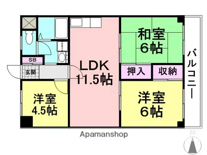 シティハイツ武庫之荘(3LDK/1階)の間取り写真