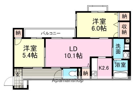 シャーメゾン常吉(2LDK/3階)の間取り写真