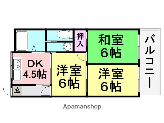 パレ武庫之荘(3DK/2階)の間取り写真