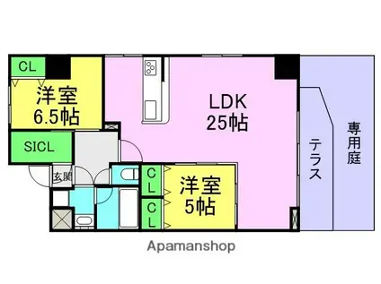 LA DOUCEUR西宮北口(2LDK/1階)の間取り写真