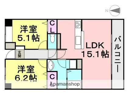 メゾン・ド・ボヌール(2LDK/1階)の間取り写真