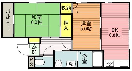 ベルンハイム(2DK/2階)の間取り写真