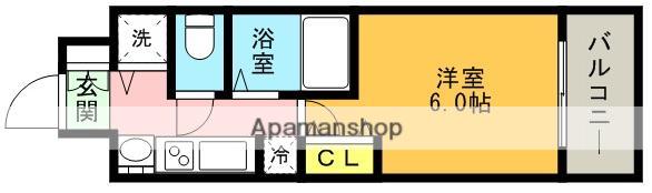 プレサンス神戸裁判所前デリシア(1K/6階)の間取り写真