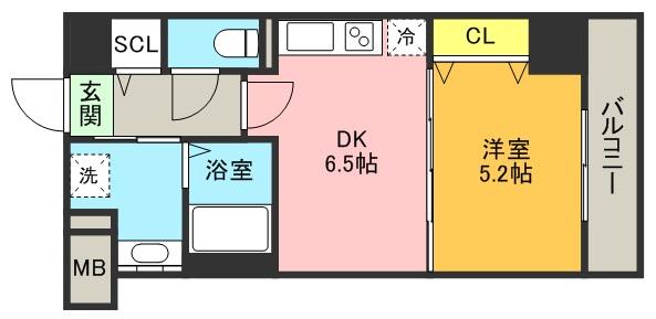 フォレ・リビエール磯辺通(1DK/3階)の間取り写真