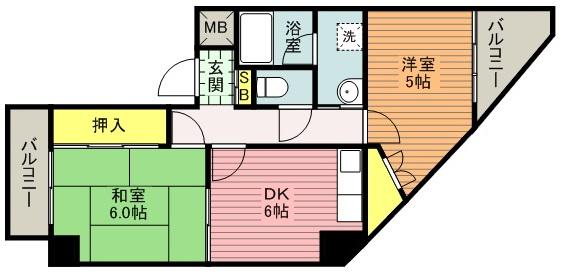 パル兵庫(2K/5階)の間取り写真