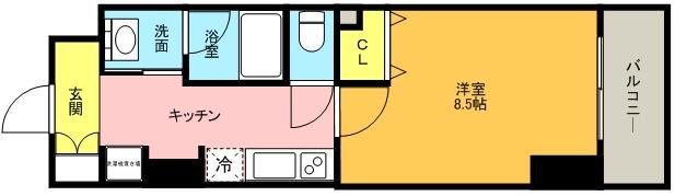 CITYSPIRE神戸元町1(1K/13階)の間取り写真