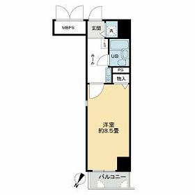 ライオンズプラザオータニ神戸(1K/6階)の間取り写真