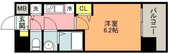 ララプレイス神戸西元町(1K/7階)の間取り写真