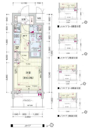 プレサンスジェネ新神戸ステーションフロント(1K/3階)の間取り写真