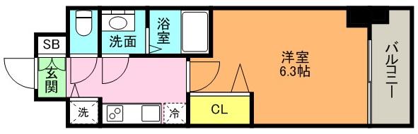 プレサンスKOBEグレンツ(1K/13階)の間取り写真