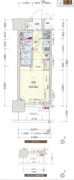 プレサンス三宮ディライト(1K/10階)の間取り写真