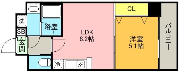 プレジオ神戸ウエスト(1LDK/6階)の間取り写真