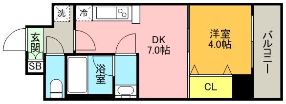 プレジオ神戸ウエスト(1DK/14階)の間取り写真