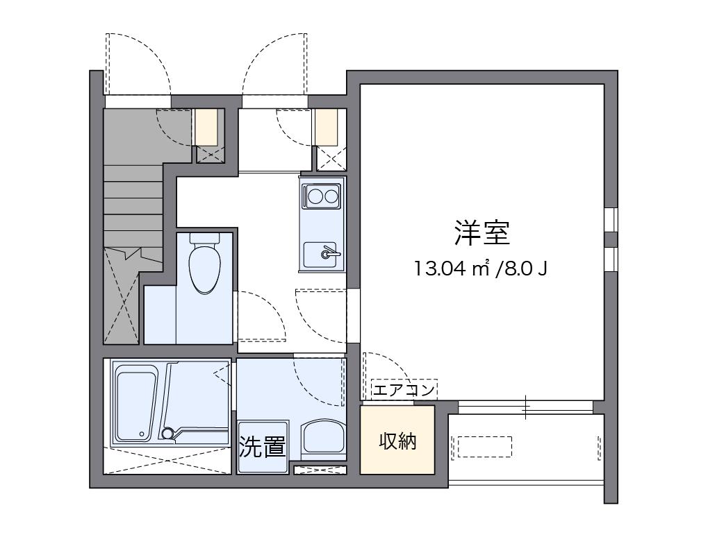 クレイノヤマボウシ(1K/1階)の間取り写真