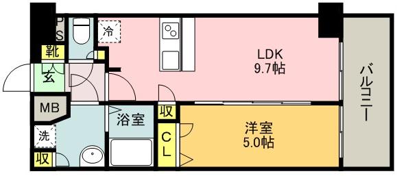 プレサンス三宮ポルト(1LDK/15階)の間取り写真