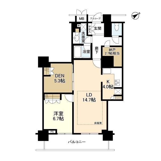 アーバンライフ神戸三宮ザ タワー(1SLDK/18階)の間取り写真