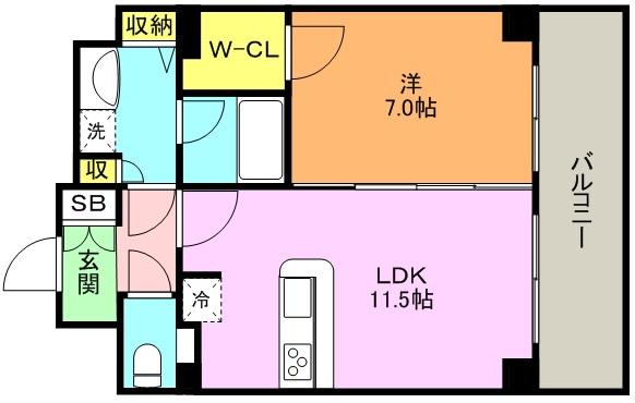プレサンス THE神戸(1LDK/14階)の間取り写真