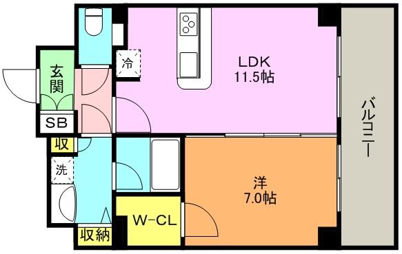 プレサンス THE神戸(1LDK/11階)の間取り写真