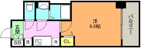 プレサンス THE神戸(1K/4階)の間取り写真