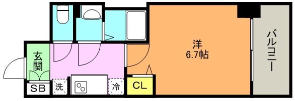 プレサンス THE神戸(1K/2階)の間取り写真