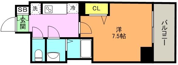 プレサンス THE神戸(1K/7階)の間取り写真