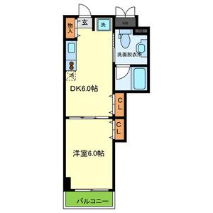 エスペランサ御影Ⅱ(1DK/6階)の間取り写真