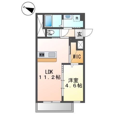 グランデュオ三宮Ⅱ(1LDK/3階)の間取り写真