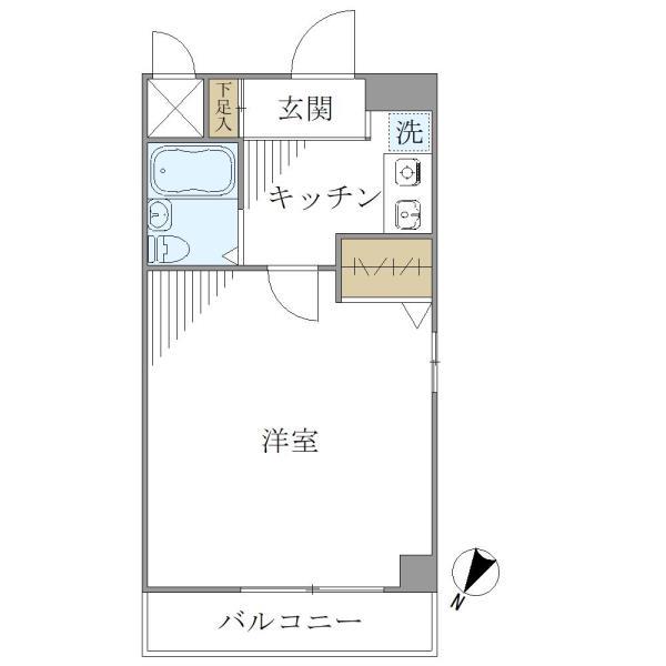 スカイコート(1K/3階)の間取り写真