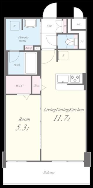 グランビスタ新神戸(1LDK/6階)の間取り写真