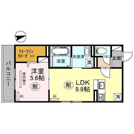 HABITATION神戸(1LDK/2階)の間取り写真