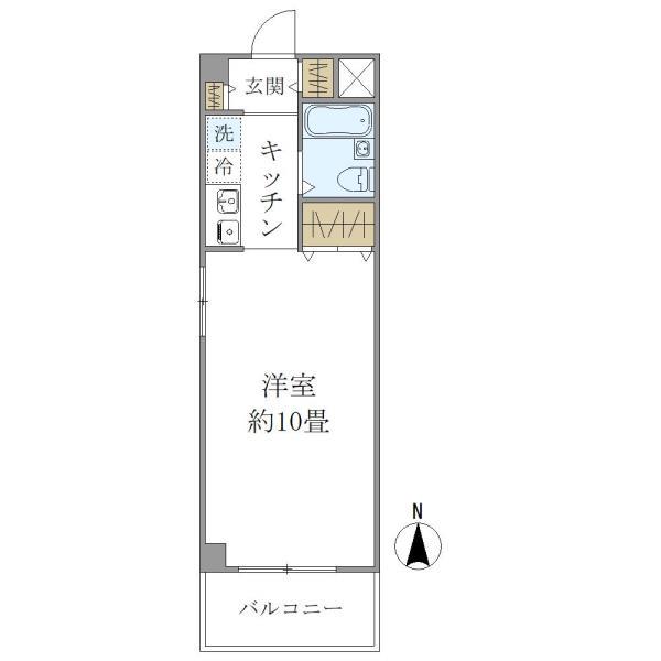 ヒルズコート海岸通(1K/3階)の間取り写真
