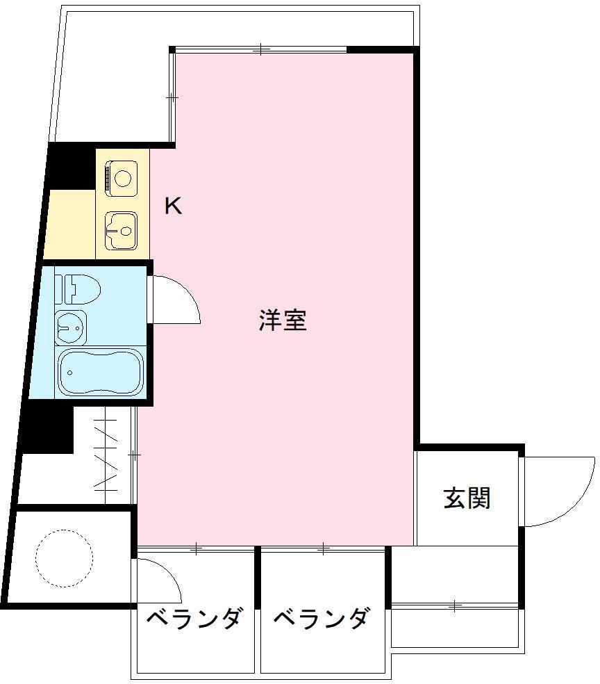 坂口ポートハイツ(ワンルーム/4階)の間取り写真