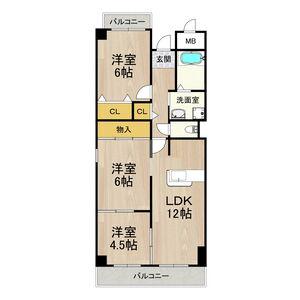 フロレセール南六甲(3LDK/4階)の間取り写真