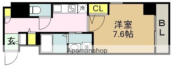 アルファレガロ神戸元町(1K/4階)の間取り写真