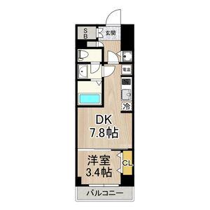 インプルーブ三宮イースト(1DK/6階)の間取り写真