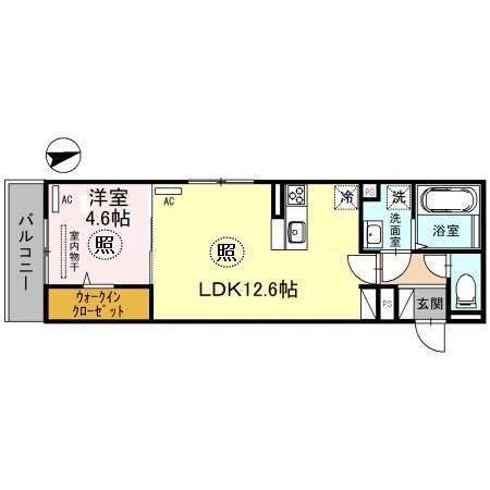 HABITATION神戸(1LDK/3階)の間取り写真
