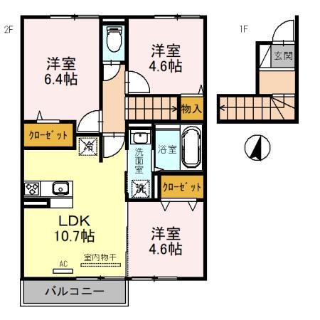 グランデ アルベロ(3LDK/2階)の間取り写真