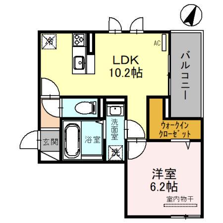 グレイスコート御影中町(1LDK/2階)の間取り写真